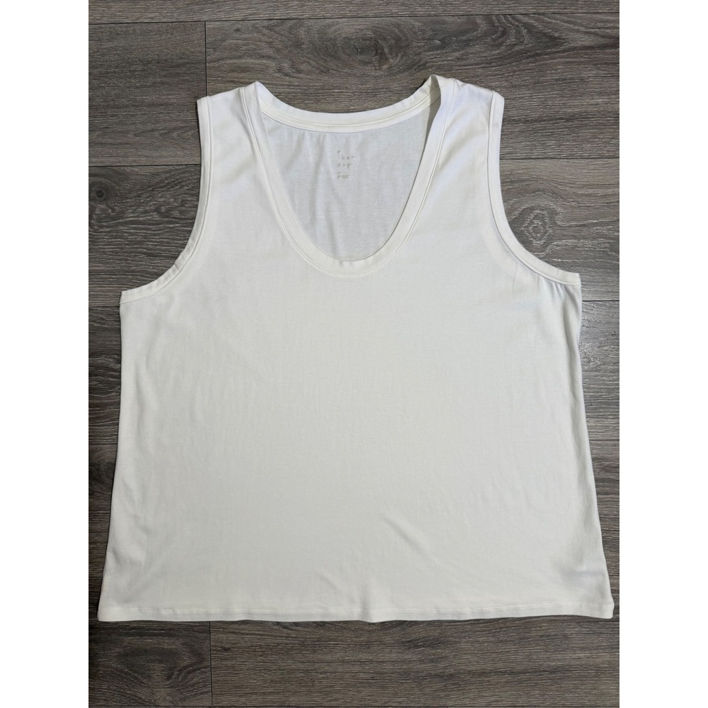 A New Day Womens 4X Cream Scoop Neck Tank Top Cotton Modal Stretch Sleeveless